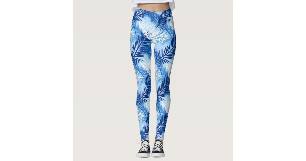 Colorful Tropical Flowers Seamless Pattern Leggings, Zazzle