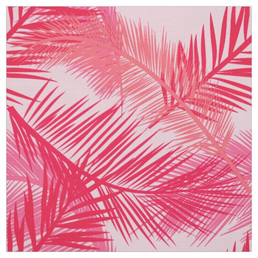 Palm Leaf Print, Coral, Peach and Pastel Pink Fabric