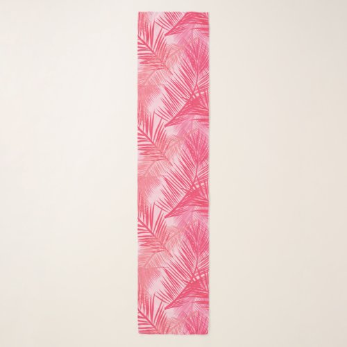 Palm Leaf Print Coral Peach and Pastel Pink Scarf