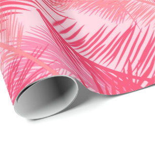 Palm Leaf Print, Coral, Peach and Pastel Pink Wrapping Paper
