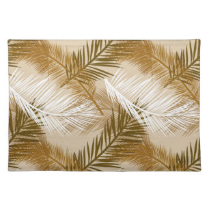 Palm Leaf Print, Dark Brown, Tan and Beige Cloth Placemat