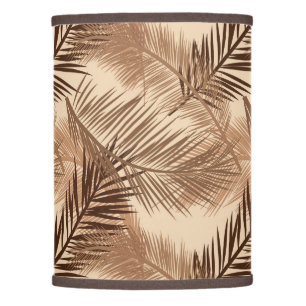 Palm Leaf Print, Dark Brown, Tan and Beige Lamp Shade