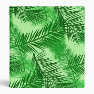 Palm Leaf Print, Emerald and Light Lime Green  3 Ring Binder