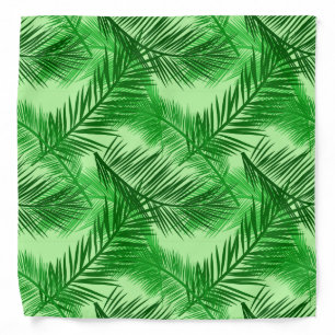 Palm Leaf Print, Emerald and Light Lime Green Bandana