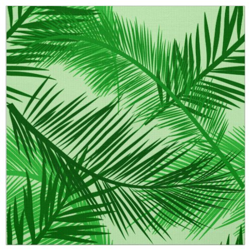 Palm Leaf Print Emerald and Light Lime Green Fabric