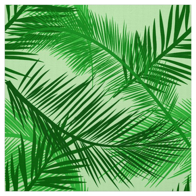 Palm Leaf Print, Emerald and Light Lime Green Fabric (Swatch)