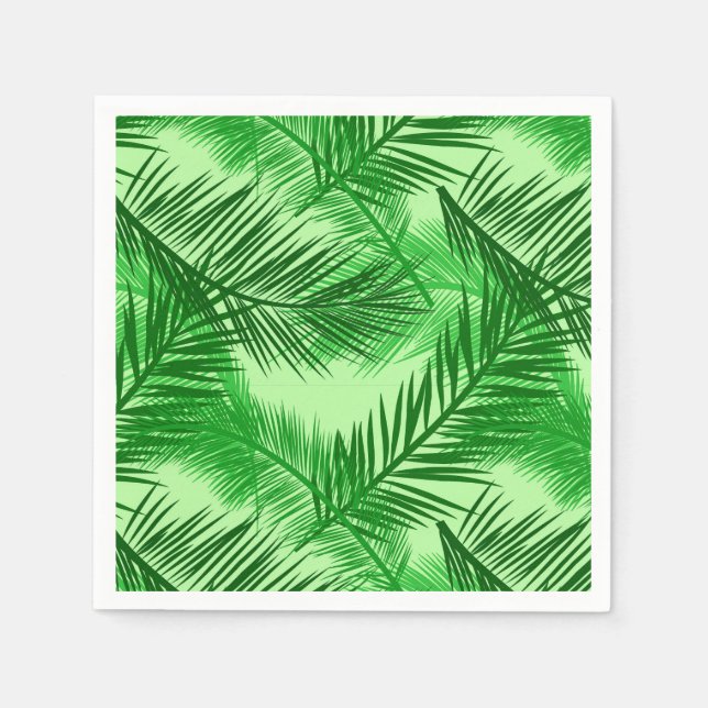 Palm Leaf Print, Emerald and Light Lime Green  Napkins (Front)