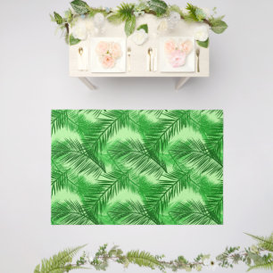 Palm Leaf Print, Emerald and Light Lime Green Outdoor Rug