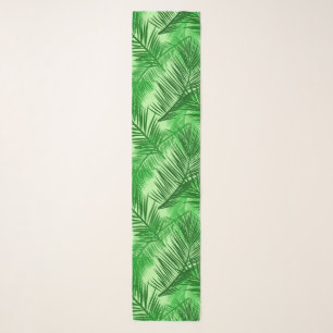 Palm Leaf Print, Emerald and Light Lime Green Scarf