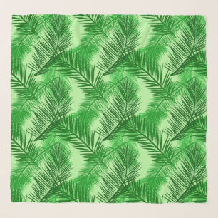 Palm Leaf Print, Emerald and Light Lime Green Scarf