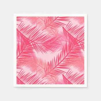 Palm Leaf Print  Fuchsia  Coral And Pastel Pink  Napkins by Floridity at Zazzle