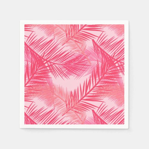 Palm Leaf Print Fuchsia Coral and Pastel Pink  Napkins