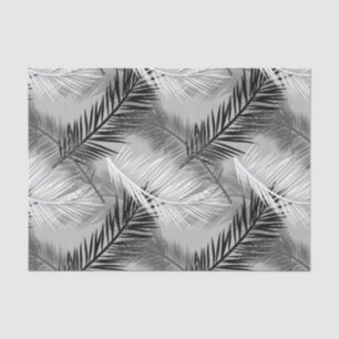 Palm Leaf Print, Grey / Gray, Black and White Tissue Paper