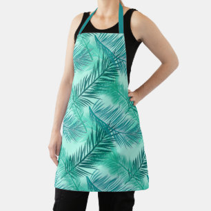 Palm Leaf Print, Turquoise, Teal and Aqua Apron