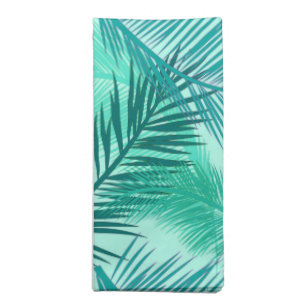 Palm Leaf Print, Turquoise, Teal and Aqua Cloth Napkin