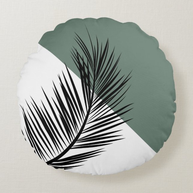 Palm leaf round pillow (Front)