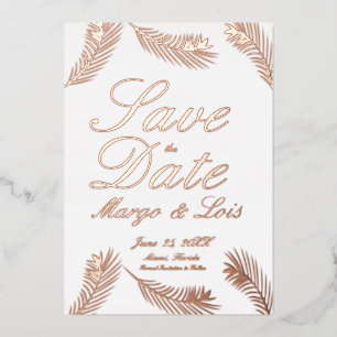 Palm Leaf Save the Date Pressed Foil Invitation
