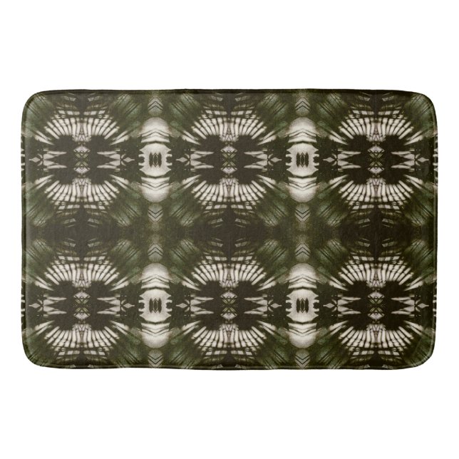 Palm Leaf Shadow Army Green  Bath Mat (Front)