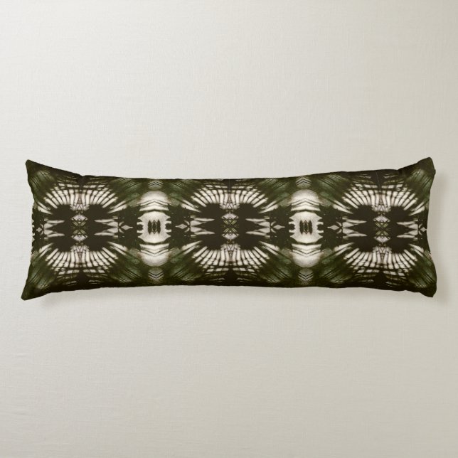 Palm Leaf Shadow Army Green Body Pillow (Front)