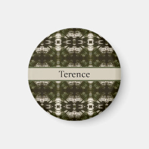 Palm Leaf Shadow Army Green Personalized Magnet