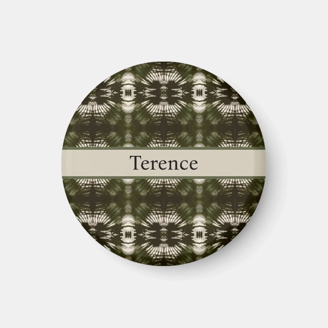 Palm Leaf Shadow Army Green Personalized Magnet (Front)