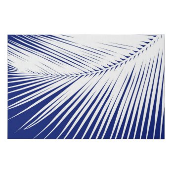Palm Leaf Silhouette  Navy Blue And White Faux Canvas Print by Floridity at Zazzle