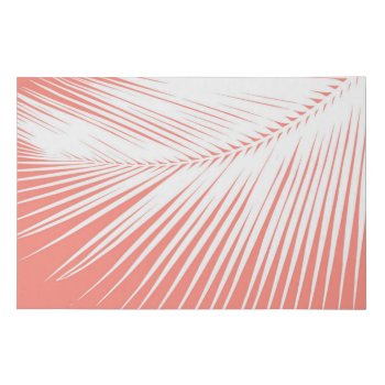 Palm Leaf Silhouette  White On On Coral Pink Faux Canvas Print by Floridity at Zazzle