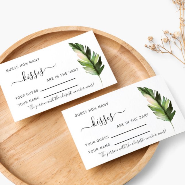 Palm Leaf Tropic How Many Kisses Shower Game Card (Creator Uploaded)