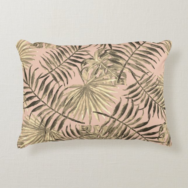 Palm leaf tropical accent pillow (Front)