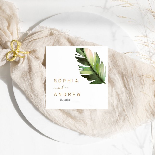 Palm Leaf Tropical Floral Wedding  Napkins (Creator Uploaded)