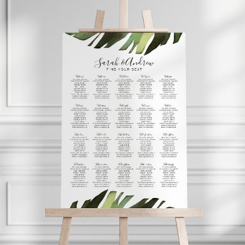 Palm Leaf Tropical Floral Wedding Welcome Poster