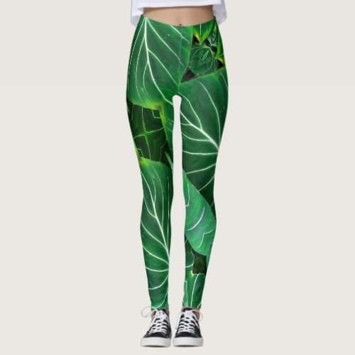 Palm Leaf tropical foliage jungle rainforest  Leggings