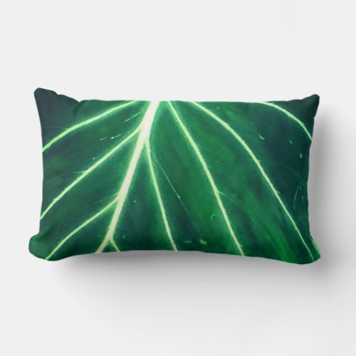 Palm Leaf tropical foliage jungle rainforest  Lumbar Pillow