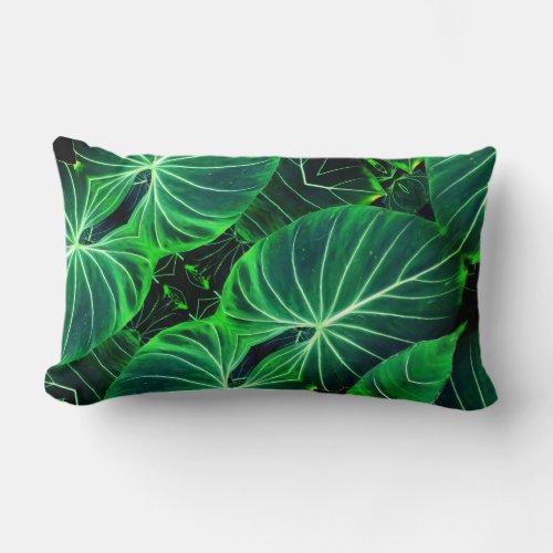 Palm Leaf tropical foliage jungle rainforest  Lumbar Pillow