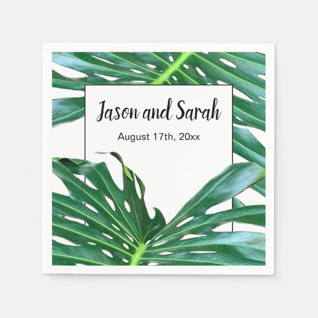 Palm Leaf, tropical foliage, jungle rainforest  Napkins (Front)