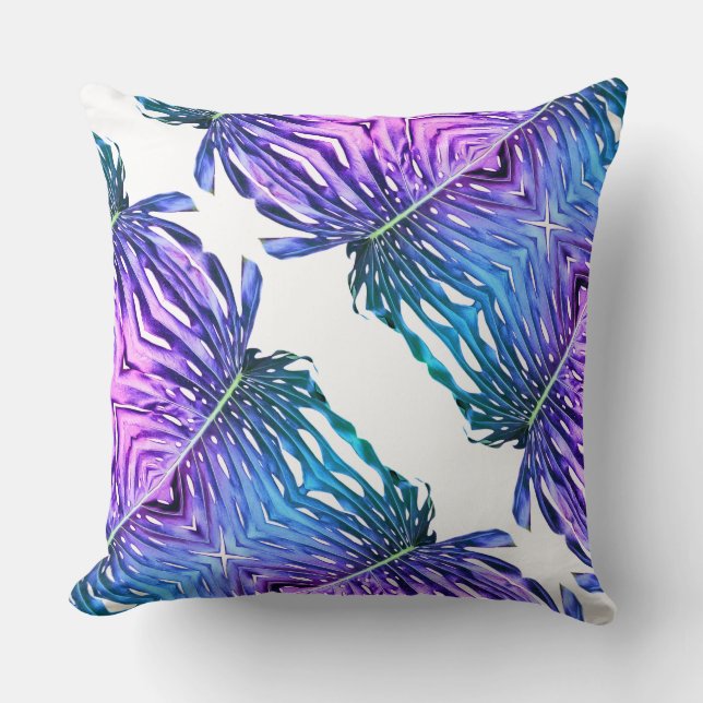 Palm Leaf, tropical foliage, jungle rainforest  Throw Pillow (Front)