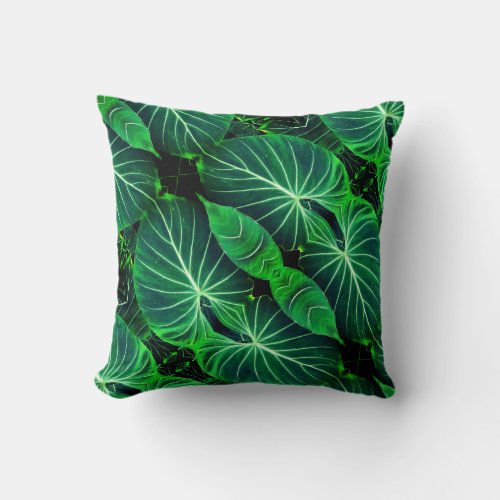 Palm Leaf tropical foliage jungle rainforest  Throw Pillow