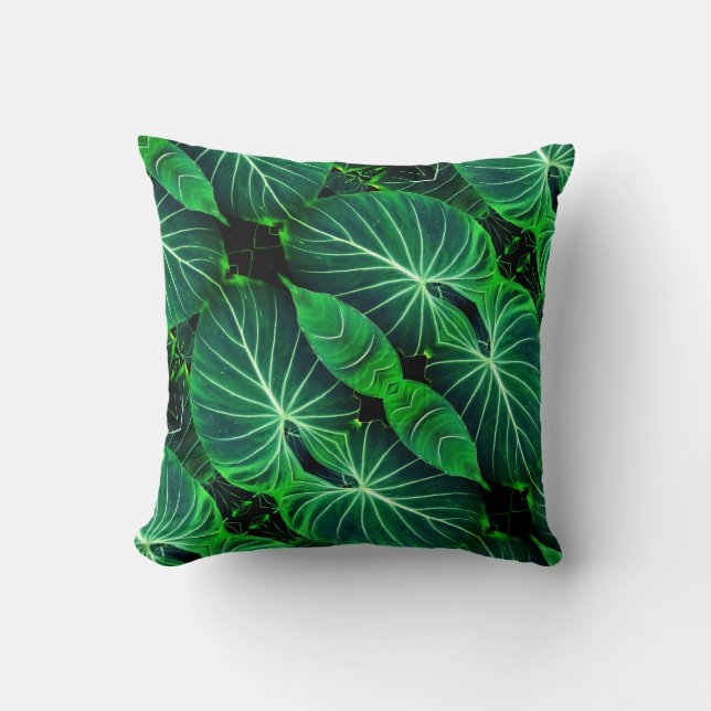 Palm Leaf, tropical foliage, jungle rainforest  Throw Pillow (Front)