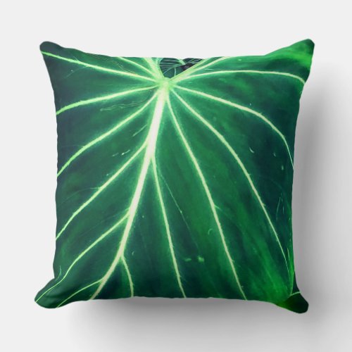 Palm Leaf tropical foliage jungle rainforest  Throw Pillow