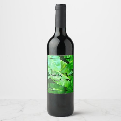 Palm Leaf tropical foliage jungle rainforest  Wine Label