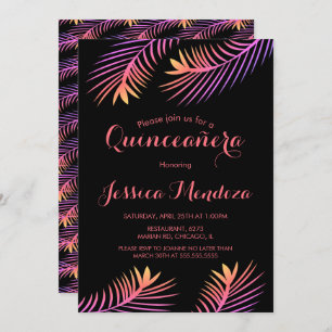 Palm Leaf Tropical Quinceañera Sweet 16 Invitation