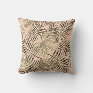 Palm leaf tropical throw pillow