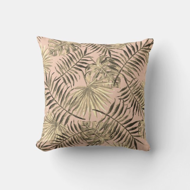 Palm leaf tropical throw pillow (Front)
