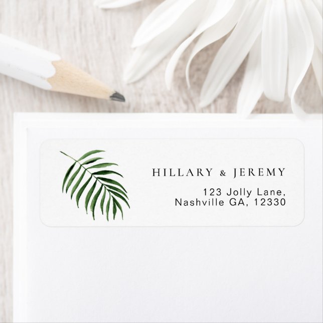 Palm Leaf Tropical Wedding Return Address  Label (Insitu)