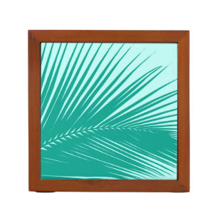 Palm leaf - Turquoise and aqua Desk Organizer
