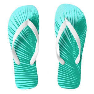 Palm leaf - Turquoise and aqua Flip Flops