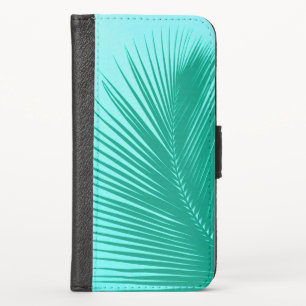 Palm leaf - Turquoise and aqua iPhone X Wallet Case