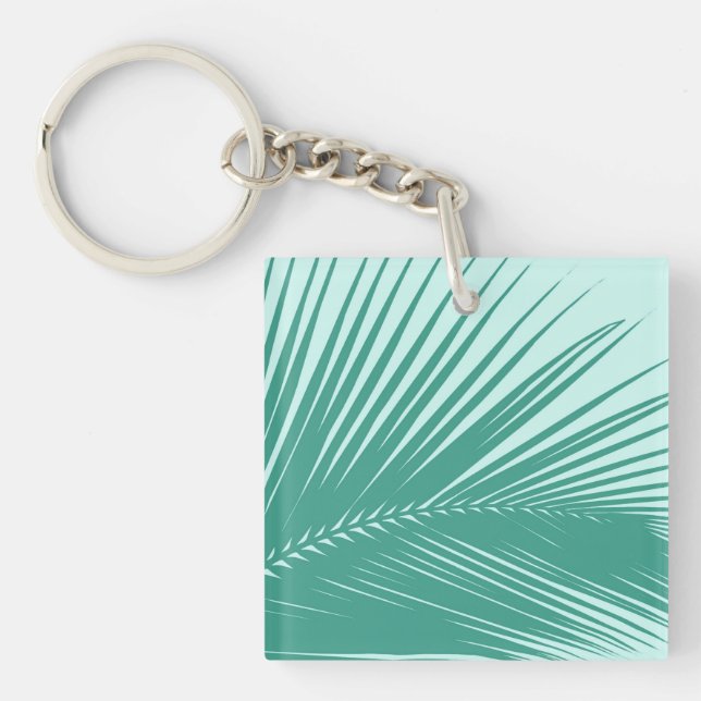Palm leaf - Turquoise and aqua Keychain (Front)