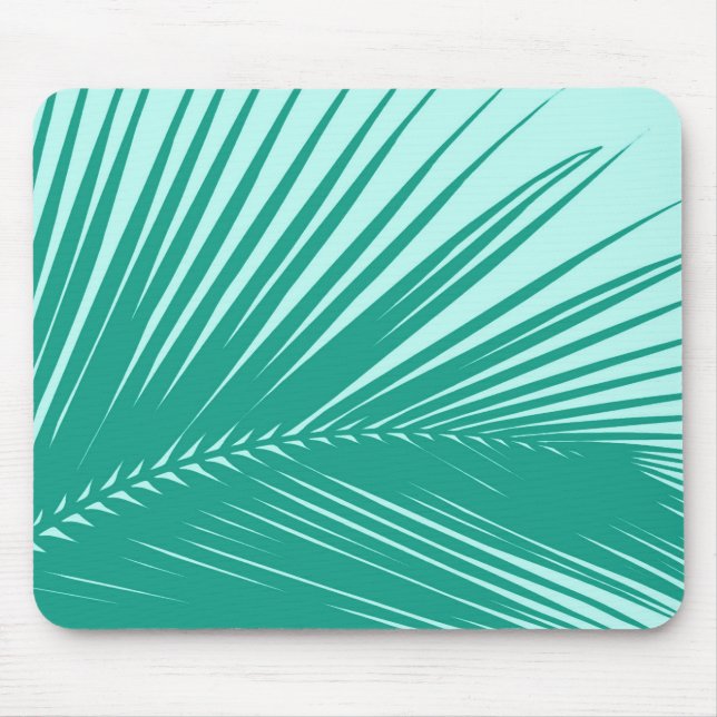 Palm leaf - Turquoise and aqua Mouse Pad (Front)