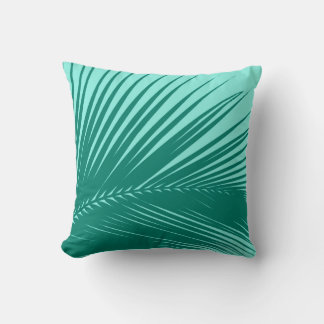 Palm leaf - Turquoise and aqua Throw Pillow